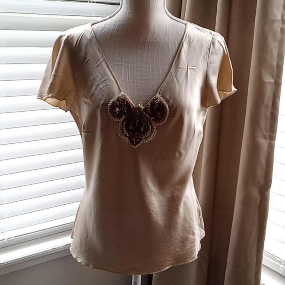 💯  silk emblished blouse